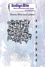 Rivet Wire and Letters A6 Red Rubber Stamp